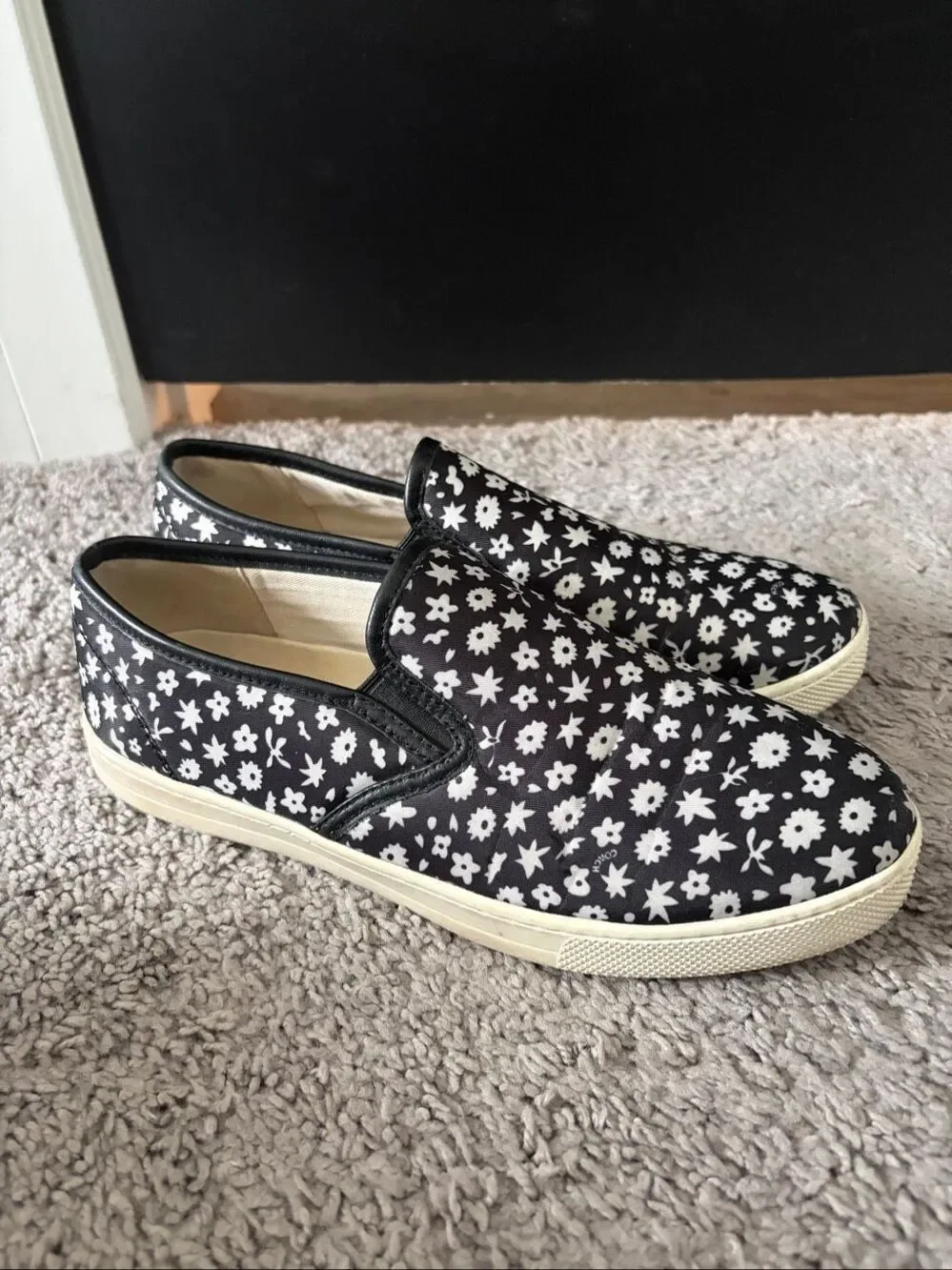 Coach Women’s Slip-On Sneaker Floral Leather Trim Shoes Size 8 G2680
